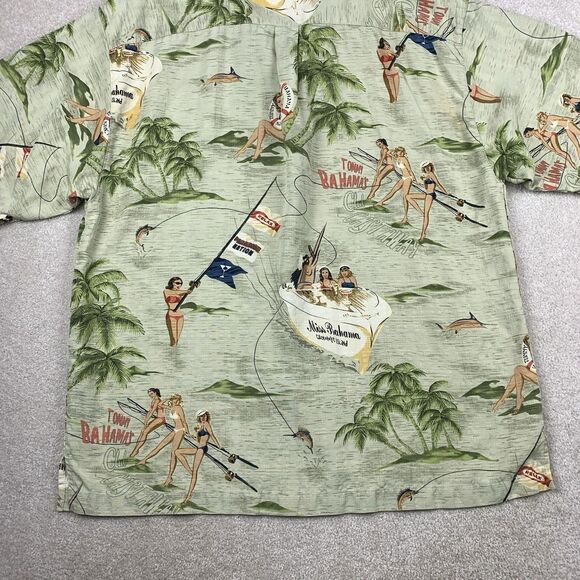 TOMMY BAHAMA RELAX Men’s L 100% Silk SS Shirt Miss Bahama Catch-a-Lot-Island - Picture 10 of 16